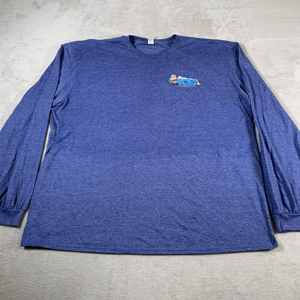 ICE Gaylord Texan Shirt Mens 3XL Blue Santa Claus Comin To Town Long Sleeve Xmas